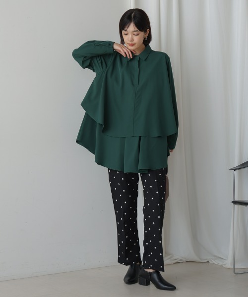 Bou Jeloud(ブージュルード)の「フレアシャツチュニック(Tシャツ/カットソー・レディース・ブラック/マスタード/オレンジ/グリーン・38)」の13枚目の写真