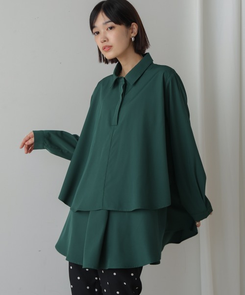 Bou Jeloud(ブージュルード)の「フレアシャツチュニック(Tシャツ/カットソー・レディース・ブラック/マスタード/オレンジ/グリーン・38)」の14枚目の写真