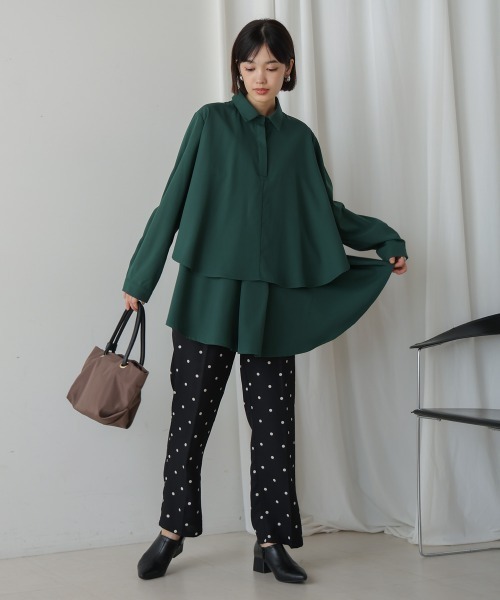 Bou Jeloud(ブージュルード)の「フレアシャツチュニック(Tシャツ/カットソー・レディース・ブラック/マスタード/オレンジ/グリーン・38)」の15枚目の写真