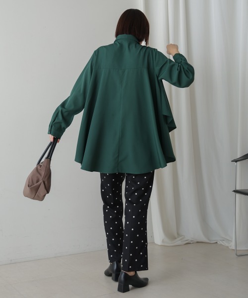 Bou Jeloud(ブージュルード)の「フレアシャツチュニック(Tシャツ/カットソー・レディース・ブラック/マスタード/オレンジ/グリーン・38)」の19枚目の写真