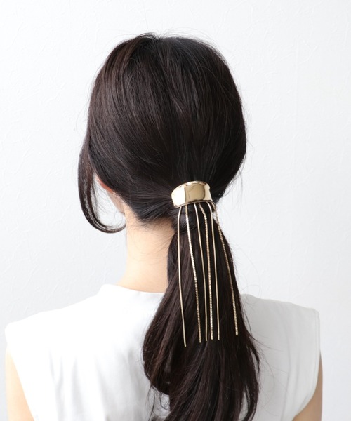 Three Four Time（ｽﾘｰﾌｫｰﾀｲﾑ）の「フリンジチェーンヘアカフ（ヘアゴム・レディース・シルバー/ゴールド・FREE）」の5枚目の写真