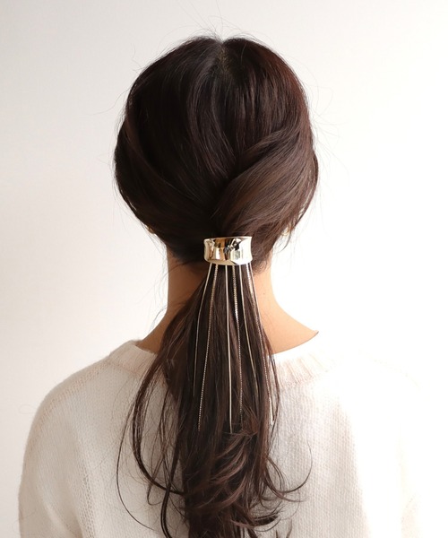 Three Four Time（ｽﾘｰﾌｫｰﾀｲﾑ）の「フリンジチェーンヘアカフ（ヘアゴム・レディース・シルバー/ゴールド・FREE）」の9枚目の写真