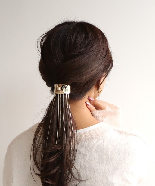 Three Four Time（ｽﾘｰﾌｫｰﾀｲﾑ）の「フリンジチェーンヘアカフ（ヘアゴム・レディース・シルバー/ゴールド・FREE）」の10枚目の写真
