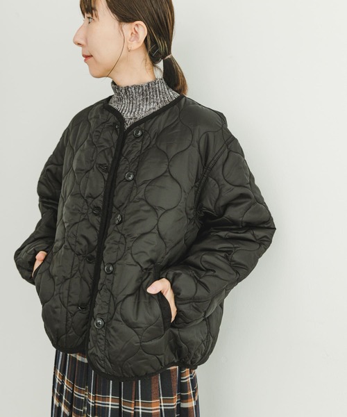 ITEMS URBANRESEARCH（アイテムズ アーバンリサーチ）の「瓢箪キルト中綿ブルゾン（ブルゾン・レディース・ベージュ系その他/カーキ/ブラック・FREE）」の4枚目の写真