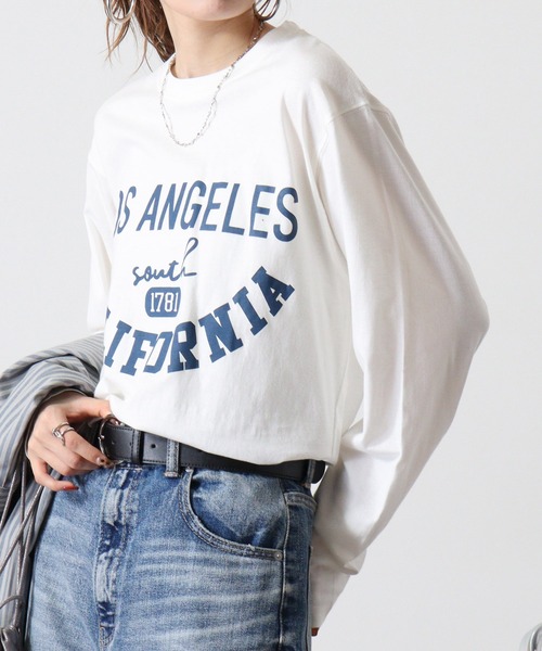 FUNALIVE（ファンアライブ）の「Cotton crew neck long sleeve T-shirt / プリントオーバーTシャツ unisex（Tシャツ/カットソー・メンズ・ブラック/ホワイト系1/ホワイト系2/ブラック系5/オフホワイト/杢グレー/ブラック系2/ホワイト系3/ブラック系4/ヘザーチャコール/ブラック系1/ブラック系3/ホワイト系4/ライトグリーン/ラベンダー/ネイビー/チャコール/ミント/グレー系1/ダークグリーン・M/L/XL）」の6枚目の写真