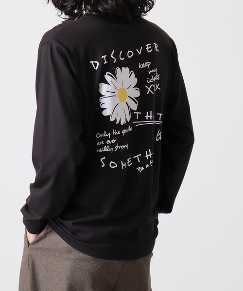 FUNALIVE（ファンアライブ）の「Cotton crew neck long sleeve T-shirt / プリントオーバーTシャツ unisex（Tシャツ/カットソー・メンズ・ブラック/ホワイト系1/ホワイト系2/ブラック系5/オフホワイト/杢グレー/ブラック系2/ホワイト系3/ブラック系4/ヘザーチャコール/ブラック系1/ブラック系3/ホワイト系4/ライトグリーン/ラベンダー/ネイビー/チャコール/ミント/グレー系1/ダークグリーン・M/L/XL）」の8枚目の写真