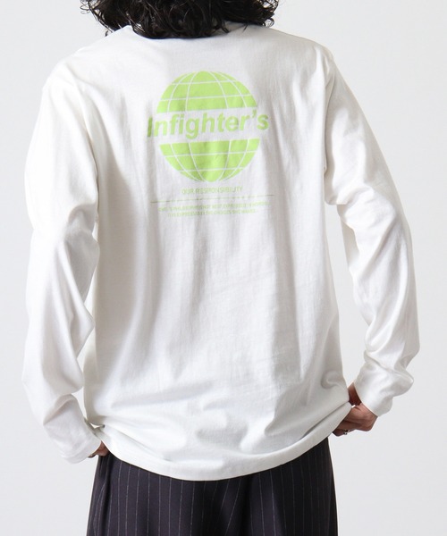 FUNALIVE（ファンアライブ）の「Cotton crew neck long sleeve T-shirt / プリントオーバーTシャツ unisex（Tシャツ/カットソー・メンズ・ブラック/ホワイト系1/ホワイト系2/ブラック系5/オフホワイト/杢グレー/ブラック系2/ホワイト系3/ブラック系4/ヘザーチャコール/ブラック系1/ブラック系3/ホワイト系4/ライトグリーン/ラベンダー/ネイビー/チャコール/ミント/グレー系1/ダークグリーン・M/L/XL）」の2枚目の写真