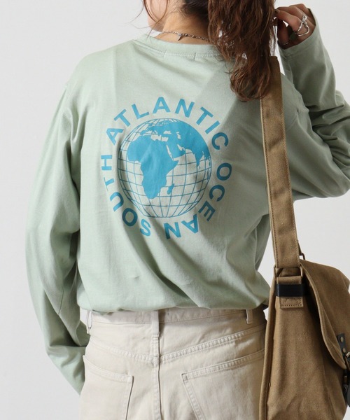 FUNALIVE（ファンアライブ）の「Cotton crew neck long sleeve T-shirt / プリントオーバーTシャツ unisex（Tシャツ/カットソー・メンズ・ブラック/ホワイト系1/ホワイト系2/ブラック系5/オフホワイト/杢グレー/ブラック系2/ホワイト系3/ブラック系4/ヘザーチャコール/ブラック系1/ブラック系3/ホワイト系4/ライトグリーン/ラベンダー/ネイビー/チャコール/ミント/グレー系1/ダークグリーン・M/L/XL）」の19枚目の写真