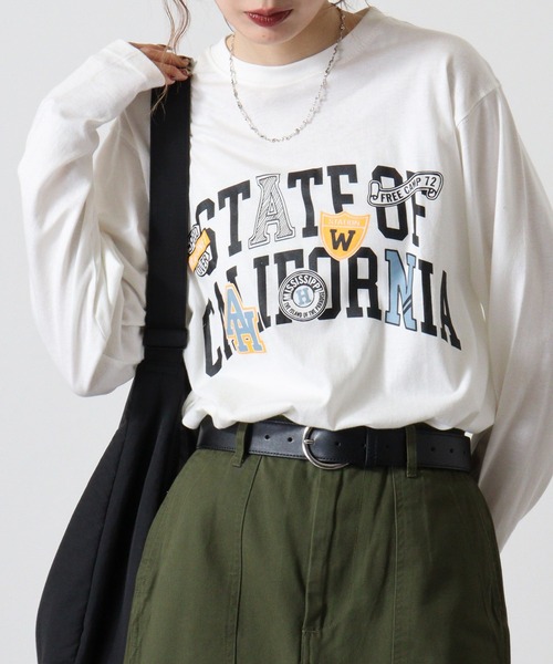 FUNALIVE（ファンアライブ）の「Cotton crew neck long sleeve T-shirt / プリントオーバーTシャツ unisex（Tシャツ/カットソー・メンズ・ブラック/ホワイト系1/ホワイト系2/ブラック系5/オフホワイト/杢グレー/ブラック系2/ホワイト系3/ブラック系4/ヘザーチャコール/ブラック系1/ブラック系3/ホワイト系4/ライトグリーン/ラベンダー/ネイビー/チャコール/ミント/グレー系1/ダークグリーン・M/L/XL）」の21枚目の写真