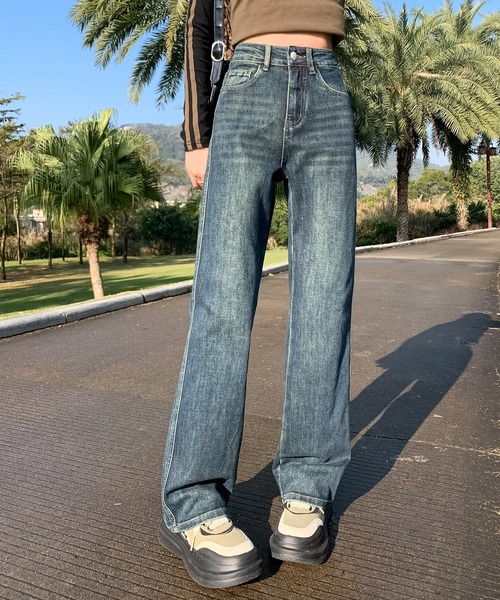 aimoha（アイモハ）の「【Aimoha】ストレートフィット ドレープジーンズ（デニムパンツ・レディース・ネイビー/ライトブルー/グレー/ブルー・SMALL/MEDIUM/LARGE）」の13枚目の写真