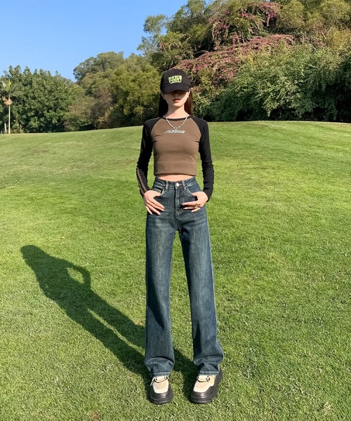 aimoha（アイモハ）の「【Aimoha】ストレートフィット ドレープジーンズ（デニムパンツ・レディース・ネイビー/ライトブルー/グレー/ブルー・SMALL/MEDIUM/LARGE）」の17枚目の写真