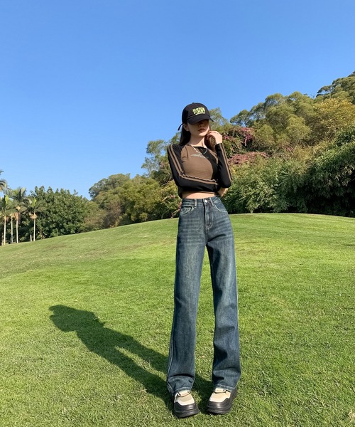 aimoha（アイモハ）の「【Aimoha】ストレートフィット ドレープジーンズ（デニムパンツ・レディース・ネイビー/ライトブルー/グレー/ブルー・SMALL/MEDIUM/LARGE）」の20枚目の写真