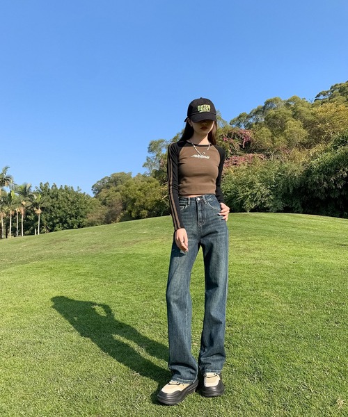 aimoha（アイモハ）の「【Aimoha】ストレートフィット ドレープジーンズ（デニムパンツ・レディース・ネイビー/ライトブルー/グレー/ブルー・SMALL/MEDIUM/LARGE）」の21枚目の写真