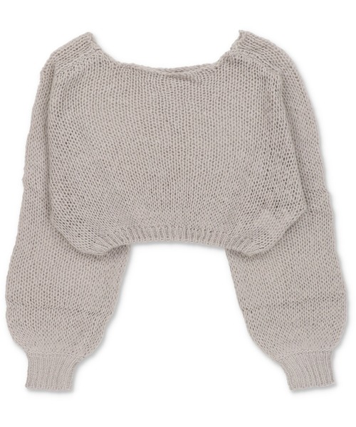 SPINNS（スピンズ）の「ショート丈モヘアタッチ透かし編みメッシュニット（ニット/セーター・レディース・グレー/ブラック/アイボリー/カーキ/バーガンディー/ブラウン/杢グレー・ONESIZE）」の3枚目の写真