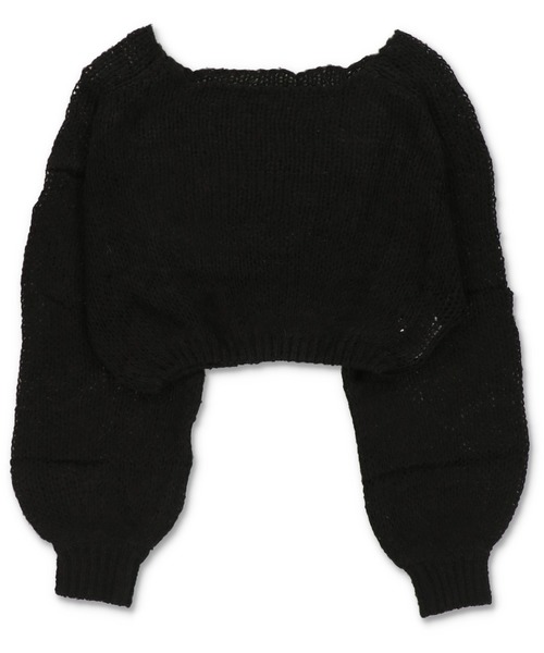 ショート丈モヘアタッチ透かし編みメッシュニット（ニット/セーター