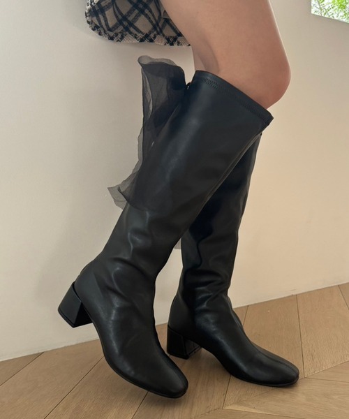 one after another NICE CLAUP（ワンアフターアナザーナイスクラップ）の「シアーリボン付き2wayロングブーツ（ブーツ・レディース・ブラック/アイボリー・L/M/S）」の20枚目の写真