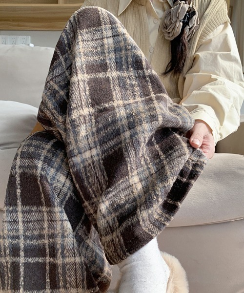 Ritzy（リッツィー）の「チェック柄 イージーワイドパンツ　グランパコアコーデ（その他パンツ・レディース・サックスブルー/レッド/モカ/ネイビー/ブラック・L/M）」の11枚目の写真