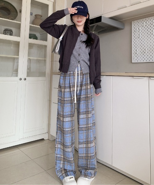 Ritzy（リッツィー）の「チェック柄 イージーワイドパンツ グランパ