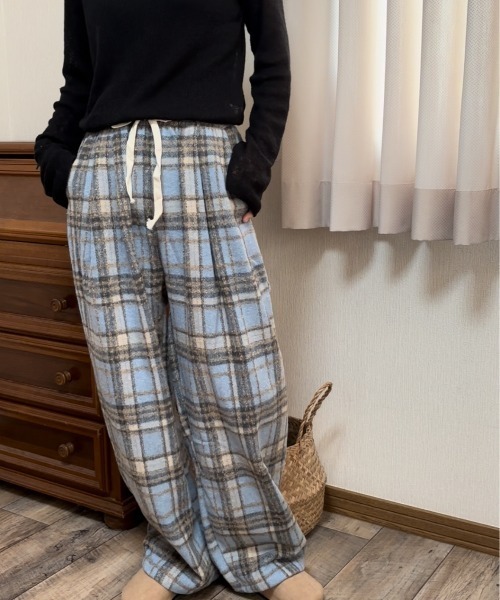 Ritzy（リッツィー）の「チェック柄 イージーワイドパンツ グランパ