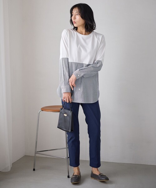 ANY(エニィ)の「コンビネーションテールT(Tシャツ/カットソー・レディース・ブルー系1/ホワイト系・2/3)」の3枚目の写真