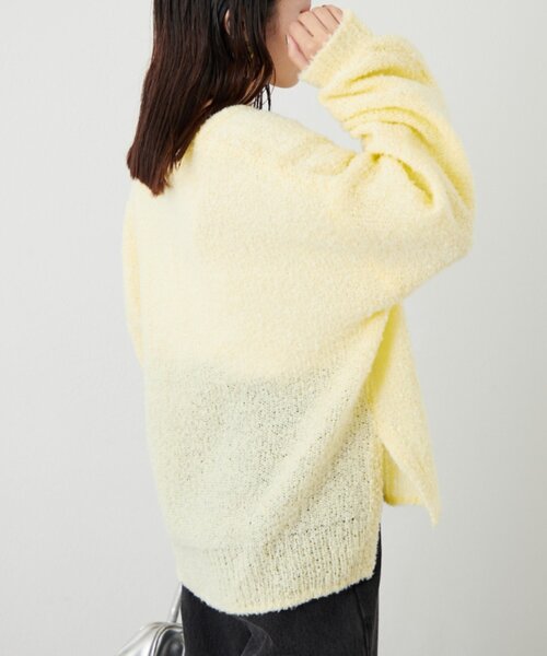 CIAOPANIC TYPY（チャオパニックティピー）の「深Vネックブークレシアーニット（ニット/セーター・レディース・ベージュ/イエロー/オフホワイト/ブラック・ONE SIZE）」の9枚目の写真