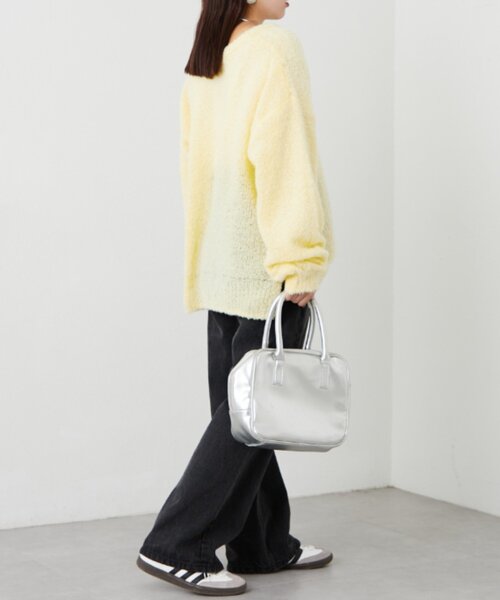 CIAOPANIC TYPY（チャオパニックティピー）の「深Vネックブークレシアーニット（ニット/セーター・レディース・ベージュ/イエロー/オフホワイト/ブラック・ONE SIZE）」の7枚目の写真