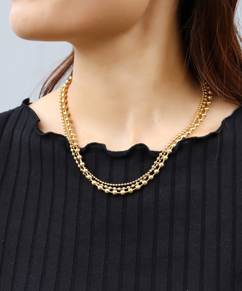 ieLS（イエルズ）の「金属アレルギー対応「ieLS」ステンレス　3連ボールネックレス（ネックレス・メンズ・シルバー/ゴールド・ONE SIZE）」の11枚目の写真