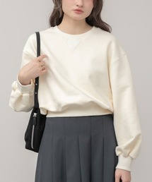 HEILIS（ヘイリス）の「【定番人気！HIT ITEM！】【新色追加】クロップドスウェットトップス / アイボリー オフホワイト ブラック ネイビー レッド 赤 オートミール グレー ショート丈 スウェット 長袖 ノームコア シティガール 韓国 スポーツミックス 秋服 冬服 無地 春服 シンプル コンパクト クロップド プルオーバー（スウェット）」