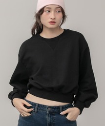 HEILIS（ヘイリス）の「【定番人気！HIT ITEM！】【新色追加】クロップドスウェットトップス / アイボリー オフホワイト ブラック ネイビー レッド 赤 オートミール グレー ショート丈 スウェット 長袖 ノームコア シティガール 韓国 スポーツミックス 秋服 冬服 無地 春服 シンプル コンパクト クロップド プルオーバー（スウェット）」