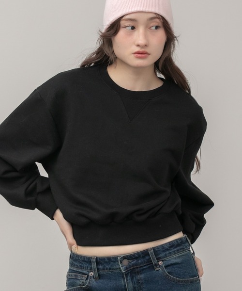 HEILIS(ヘイリス)の「【定番人気!HIT ITEM!】【新色追加】クロップドスウェットトップス / アイボリー オフホワイト ブラック ネイビー レッド 赤 オートミール グレー ショート丈 スウェット 長袖 ノームコア シティガール 韓国 スポーツミックス 秋服 冬服 無地 春服 シンプル コンパクト クロップド プルオーバー(スウェット・レディース・グレー/オートミール/ネイビー/レッド/アイボリー/ブラック・FREE)」の18枚目の写真