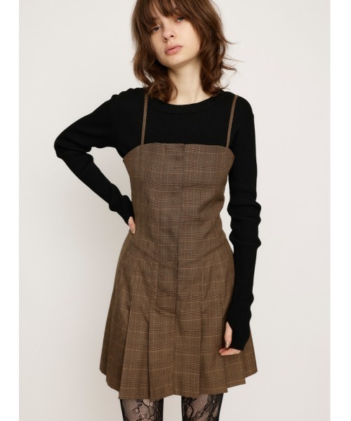 ツーウェイ フラップ プリーツ チェック ワンピース　SLY セール】2WAY FLAP PLEATS OP ツーウェイ フラップ プリーツ