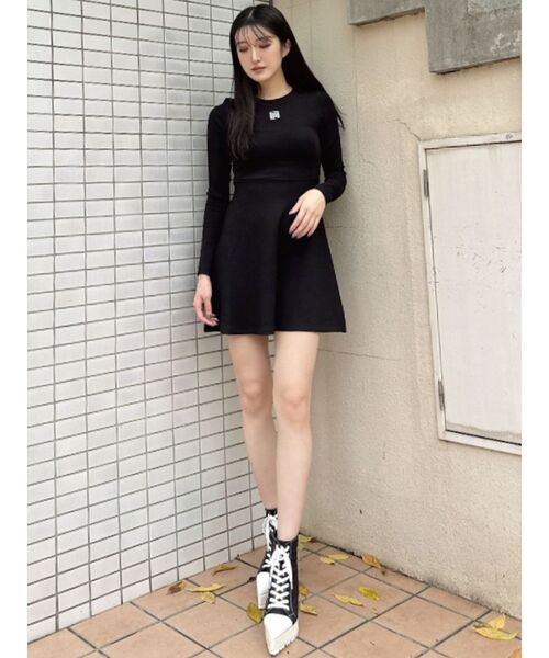 GYDA（ジェイダ）の「GYGYプレートタイトスウェットフレアワンピース（ワンピース・レディース・オフホワイト/ブラック・FREE）」の16枚目の写真