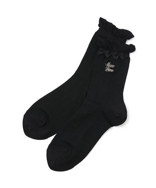 mezzo piano Junior(メゾピアノジュニア)の「フリルリボンソックス(ソックス/靴下・キッズ・ブラック/ホワイト・FREE)」の1枚目の写真