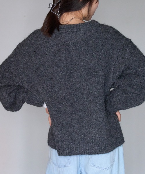 TRIANGLE PALETTE（トライアングルパレット）の「ジップアップニット（ニット/セーター・レディース・グレイッシュベージュ/ダークグレー/ブルー/ブラウン・FREE）」の13枚目の写真