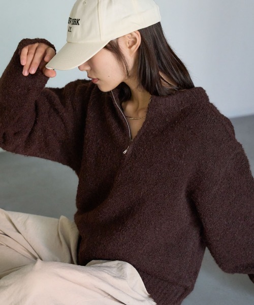 TRIANGLE PALETTE（トライアングルパレット）の「ジップアップニット（ニット/セーター・レディース・グレイッシュベージュ/ダークグレー/ブルー/ブラウン・FREE）」の18枚目の写真