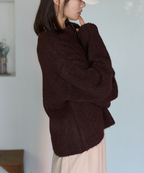 TRIANGLE PALETTE（トライアングルパレット）の「ジップアップニット（ニット/セーター・レディース・グレイッシュベージュ/ダークグレー/ブルー/ブラウン・FREE）」の22枚目の写真