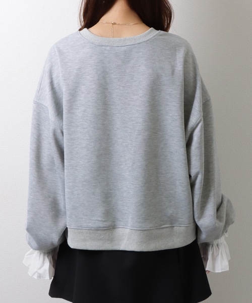 Lace Ladies（レースレディース）の「フリルカフス レトロ プルオーバー スウェット トップス（スウェット・レディース・グリーン/グレー・FREE）」の8枚目の写真