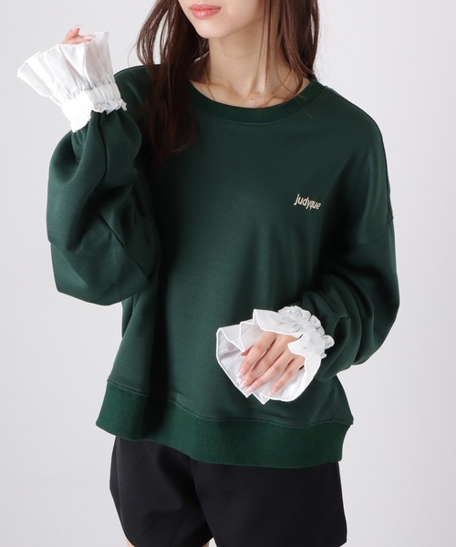 Lace Ladies（レースレディース）の「フリルカフス レトロ プルオーバー スウェット トップス（スウェット・レディース・グリーン/グレー・FREE）」の14枚目の写真