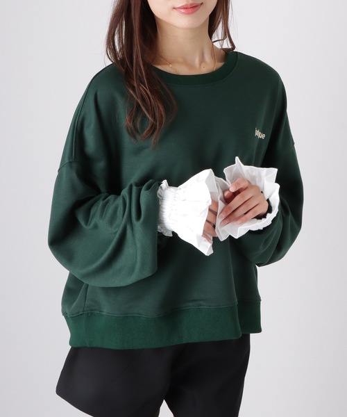 Lace Ladies（レースレディース）の「フリルカフス レトロ プルオーバー スウェット トップス（スウェット・レディース・グリーン/グレー・FREE）」の18枚目の写真
