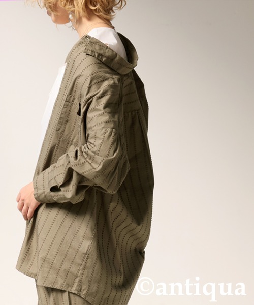 antiqua（アンティカ）の「インド綿ステッチシャツ（シャツ/ブラウス・レディース・カーキ/ブラック・ONESIZE）」の14枚目の写真