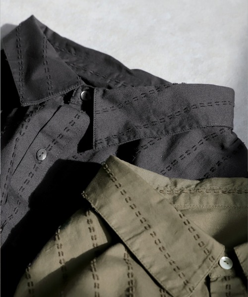 antiqua（アンティカ）の「インド綿ステッチシャツ（シャツ/ブラウス・レディース・カーキ/ブラック・ONESIZE）」の17枚目の写真