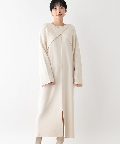 LEPSIM(レプシィム)の「2WAYショルダーカーデSETワンピース2 241924(ワンピース・レディース・アイボリー/ライトブルー/グレー/ブラック・FREE)」の2枚目の写真