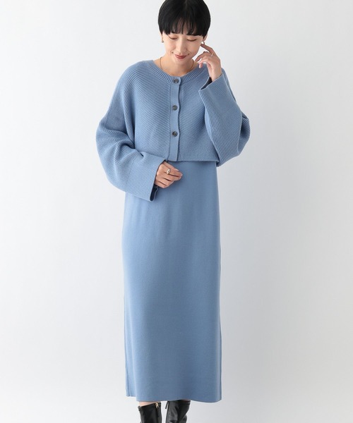 LEPSIM(レプシィム)の「2WAYショルダーカーデSETワンピース2 241924(ワンピース・レディース・アイボリー/ライトブルー/グレー/ブラック・FREE)」の4枚目の写真