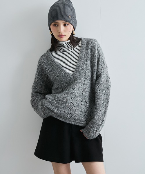 VIS（ビス）の「ミックスカラー深Vネックニット（ニット/セーター・レディース・グレー系その他/ブルー系その他4/ベージュ系その他・FREE）」の19枚目の写真