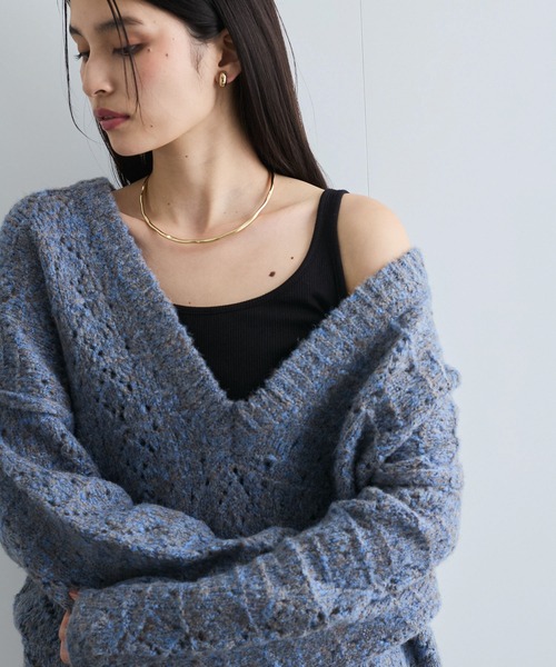 VIS（ビス）の「ミックスカラー深Vネックニット（ニット/セーター・レディース・グレー系その他/ブルー系その他4/ベージュ系その他・FREE）」の14枚目の写真