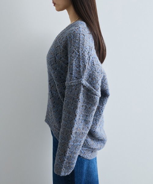 VIS（ビス）の「ミックスカラー深Vネックニット（ニット/セーター・レディース・グレー系その他/ブルー系その他4/ベージュ系その他・FREE）」の12枚目の写真