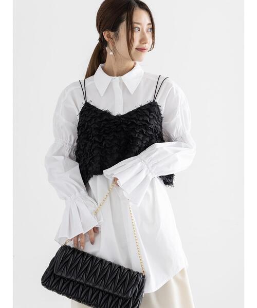 Te chichi（テチチ）の「プリーツフレアカフスロングシャツ（シャツ/ブラウス・レディース・サックスブルー/オフホワイト・F）」の2枚目の写真