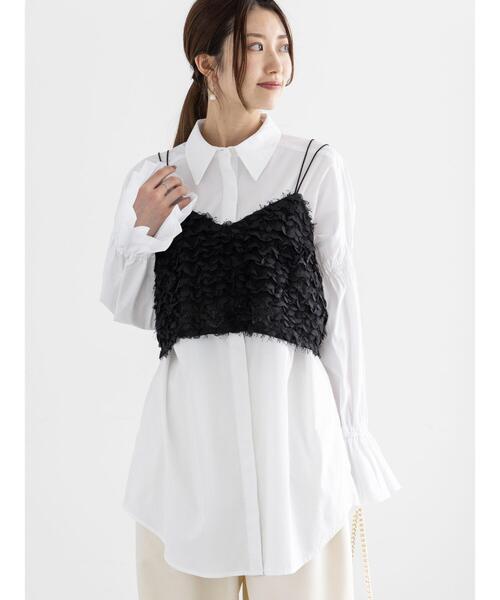 Te chichi（テチチ）の「プリーツフレアカフスロングシャツ（シャツ/ブラウス・レディース・サックスブルー/オフホワイト・F）」の6枚目の写真