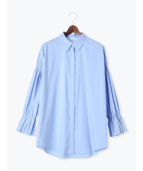 Te chichi（テチチ）の「プリーツフレアカフスロングシャツ（シャツ/ブラウス・レディース・サックスブルー/オフホワイト・F）」の16枚目の写真