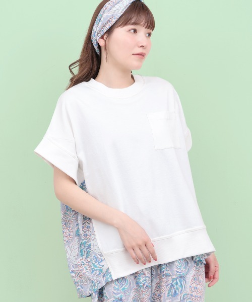 チチカカ(チチカカ)の「Rico エコフレンドリーダイ パインモンステラブロックプリントプルオーバー(Tシャツ/カットソー・レディース・ネイビー/オフホワイト・FREE)」の2枚目の写真